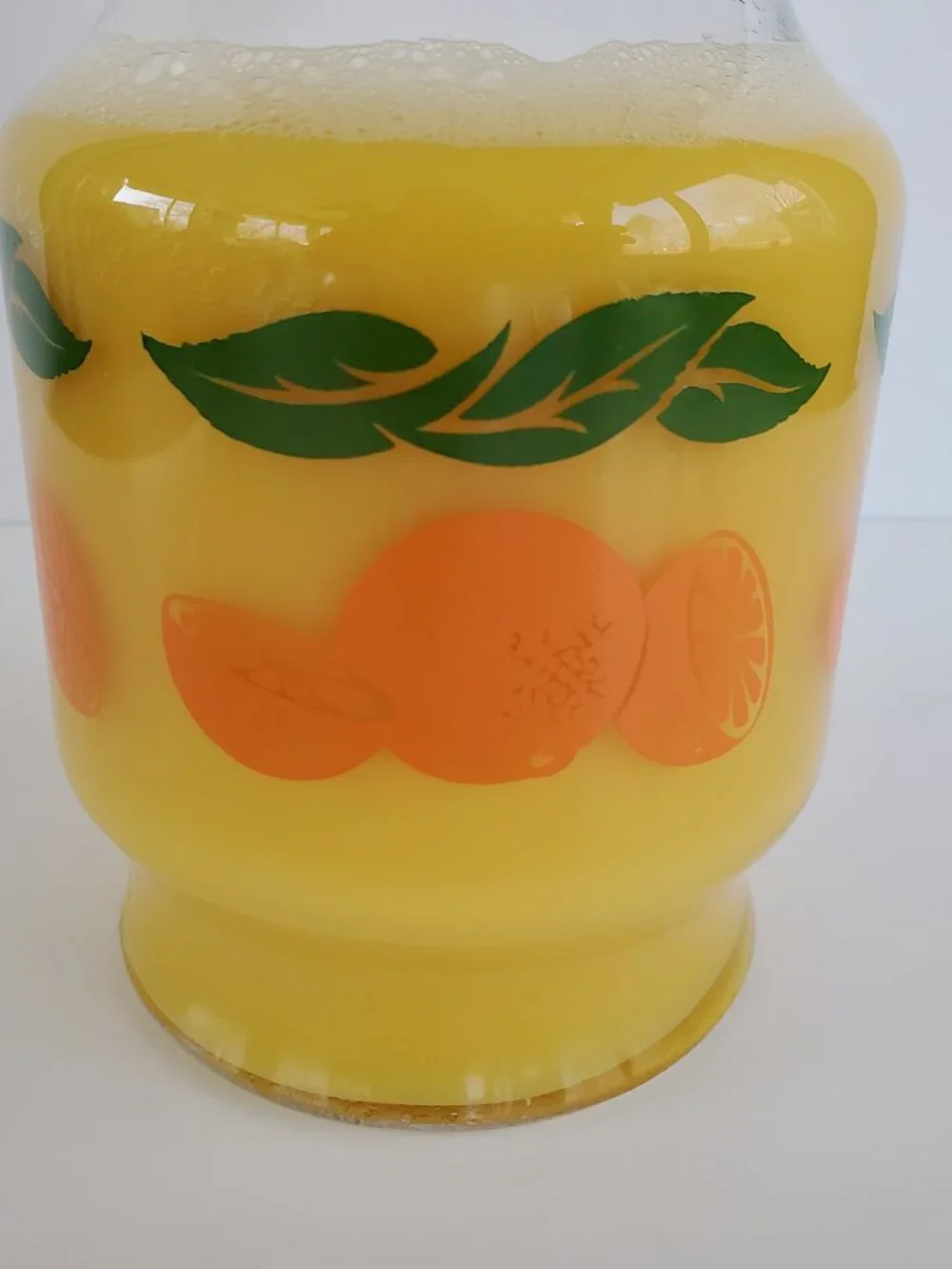 Vintage Anchor Hocking Orange Juice Glass Carafe Decanter Pitcher with Lid 48 oz